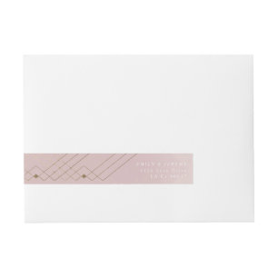 Etiquetas Para Envelope Casamento Geométrico Dourado de Deco Gatsby, Rosa