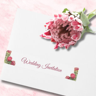 Etiquetas Para Envelope Convite de Casamento Elegante Proteas Rosa Texto B