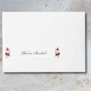 Etiquetas Para Envelope Elegante Buquê de Rosas Rosa e Borgonha Casamento