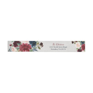 Etiquetas Para Envelope Marsala & chique floral do marinho personalizado