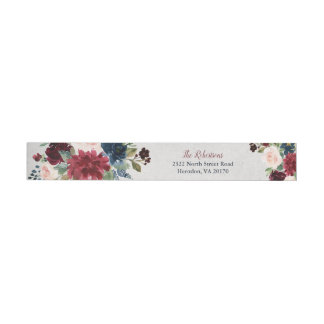 Etiquetas Para Envelope Marsala & chique floral do marinho personalizado