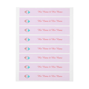 Etiquetas Para Envelope Pássaros de Amor Rosa e Azul Personalizados