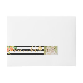 Etiquetas Para Envelope PixDezines aquarela/floral/listra/ouro