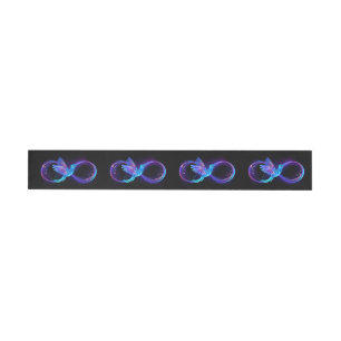 Etiquetas Para Envelope Símbolo Neon Infinity com Hummingbird brilhante