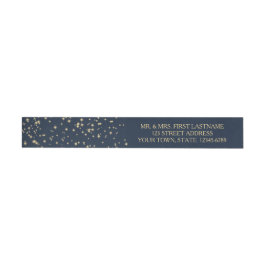 Etiquetas Para Envelope Starry Night Sky Marinho Azul e Dourado