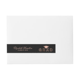 Etiquetas Para Envelope Tampa de Graduação Rosa Dourada Elegante Graduada