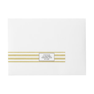 Etiquetas Para Envelope Teste padrão branco das listras da folha Dourado