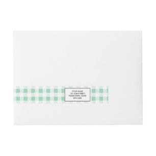 Etiquetas Para Envelope Verde branco verde de PatternMint do guingão da