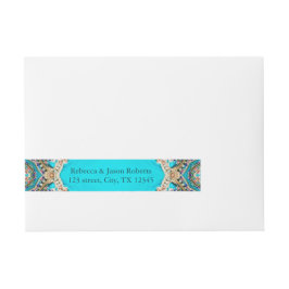 Etiquetas Para Envelope vintage teal turquoise padrão boêmia
