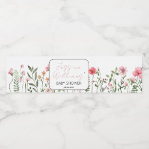 Etiquetas para garrafa de chá de bebê flores silve