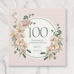 Etiquetas Para Lembrancinhas 100º Aniversário Tropical Floral Obrigado