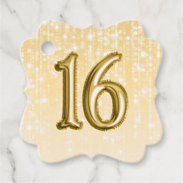 Etiquetas Para Lembrancinhas 16.º Aniversário Balões de Folha de Ouro Brilhante