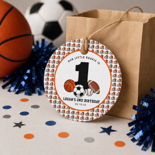Etiquetas Para Lembrancinhas 1 Tema de Esportes com Bola Aniversário de 1 ano d