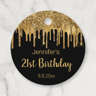 Etiquetas Para Lembrancinhas 21 ruas feliz aniversário dourando preto