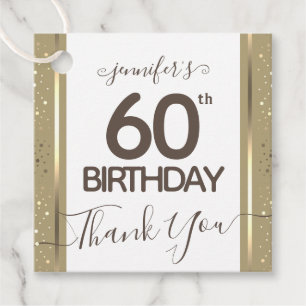 Etiquetas Para Lembrancinhas 60º Aniversário Obrigado Dourado Favor do Script