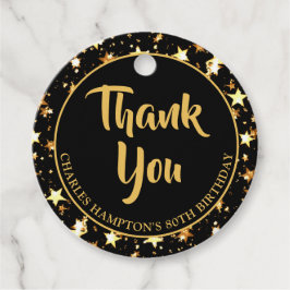 Etiquetas Para Lembrancinhas 80 Birthday Black Dourado Stars Obrigado