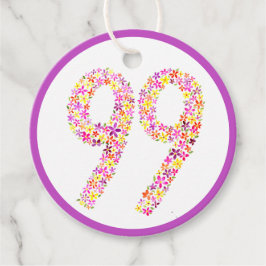 Etiquetas Para Lembrancinhas 99º Favor da flor amarela púrpura da Festa de aniv