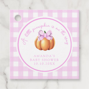 Etiquetas Para Lembrancinhas Abóbora com laço rosa em gaiola baby shower