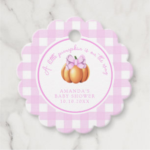 Etiquetas Para Lembrancinhas Abóbora com laço rosa em gaiola baby shower
