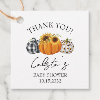 Etiquetas Para Lembrancinhas Abóbora de outono e Chá de fraldas de girassol Obr