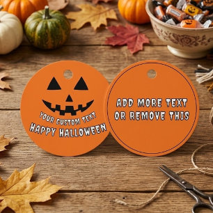 Etiquetas Para Lembrancinhas Abóbora Laranja Feliz Halloween Seu Texto Personal