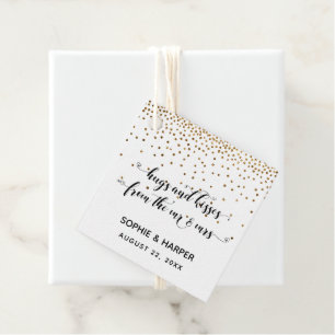 Etiquetas Para Lembrancinhas Abraços e beijos do Sr. e Sra. Hearts Confetti