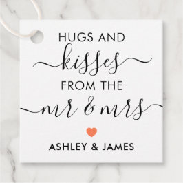 Etiquetas Para Lembrancinhas Abraços e beijos do Sr. e Sra. Tag, Coral