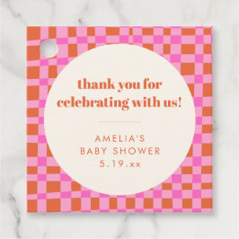 Etiquetas Para Lembrancinhas Abstract Checker Pink Custom Baby Shower Thank