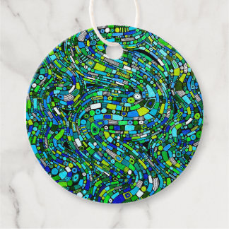 Etiquetas Para Lembrancinhas Abstract Design Blue Green Waves Shapes