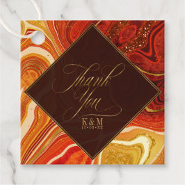 Etiquetas Para Lembrancinhas Abstrato Agate Wedding Obrigado Hot Orange ID827