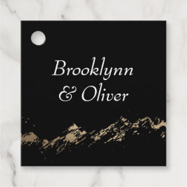Etiquetas Para Lembrancinhas Abstrato monta preto e Dourado com nomes