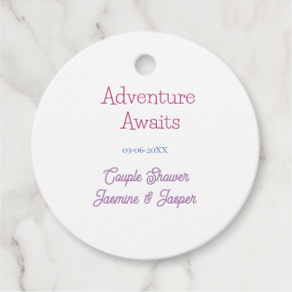 Etiquetas Para Lembrancinhas adventure awaits couple shower name date pink blue