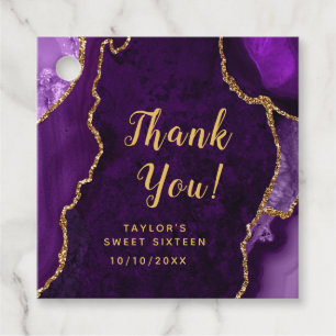Etiquetas Para Lembrancinhas Agate Roxo e Dourado Doce Dezesseis Obrigado