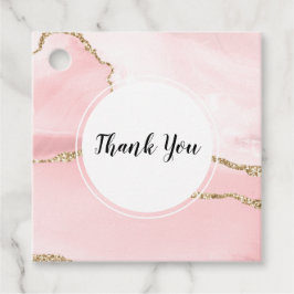 Etiquetas Para Lembrancinhas Agite de Blush Rosa com Elegante de Fita Dourada
