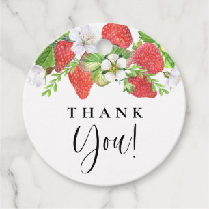 Etiquetas Para Lembrancinhas Agradecimento de Casamento de Morango com Aquarela