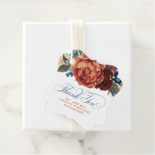 Etiquetas Para Lembrancinhas Agradecimento de casamento floral em terracota azu