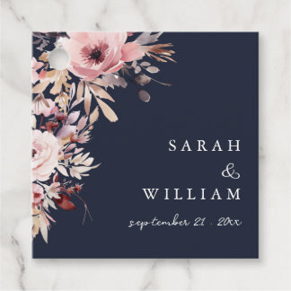 Etiquetas Para Lembrancinhas Agradecimento de Casamento Floral Rosa Empoeirado