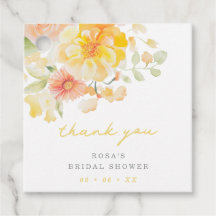 Agradecimento de Chá de Noiva Floral Amarelo Mante