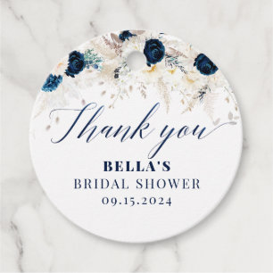 Etiquetas Para Lembrancinhas Agradecimento de Chá de Noiva Floral Azul