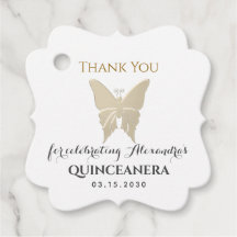 Agradecimento de Quince Anos Dourado