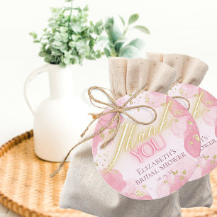 Etiquetas Para Lembrancinhas Agradecimento Elegante com Glitter Rosa e Dourado