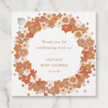 Agradecimento Retro Boho Laranja Floral Baby Showe