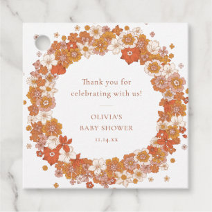 Etiquetas Para Lembrancinhas Agradecimento Retro Boho Laranja Floral Baby Showe