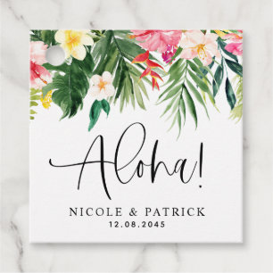 Etiquetas Para Lembrancinhas Aloha Flores Tropicais e Casamento Verde