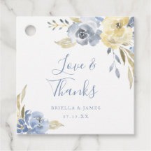 Amor e Obrigados Dusty Blue Watercolor Floral