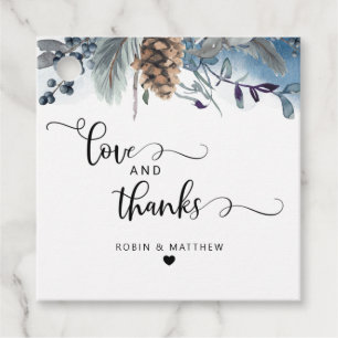 Etiquetas Para Lembrancinhas Amor e Obrigados, Rustic Dusty Blue Floral