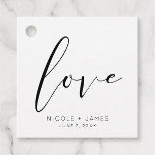 Etiquetas Para Lembrancinhas AMOR Preto e Branco Casamento Minimalista Moderno