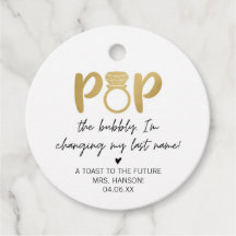 Anel de Ouro Pop The Bubbly Favor Tag