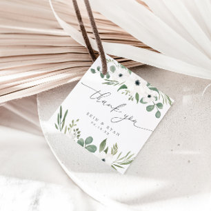 Etiquetas Para Lembrancinhas Anêmonas Modernas e Casamento Eucalipto Verde Dust