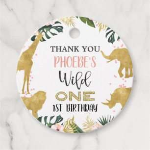 Etiquetas Para Lembrancinhas Animais Dourados Safari Selvagens Florais Um Anive